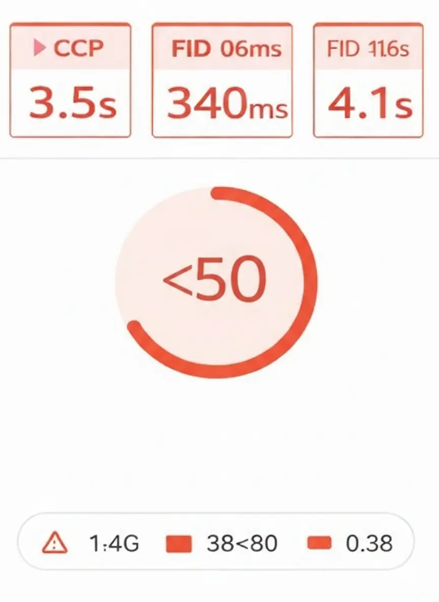 Kritikus weboldal teljesítmény – 50 pont alatti PageSpeed eredmény